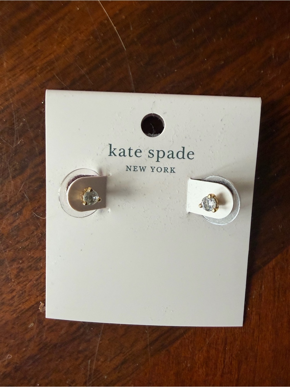 kate spade Gold and Clear Crystal Stud Earrings